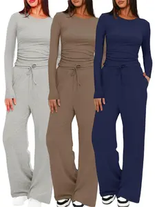 Women's Long Sleeve Soft Home Clothes Set, Comfortable Breathable Sleepwear Combo Loungewear