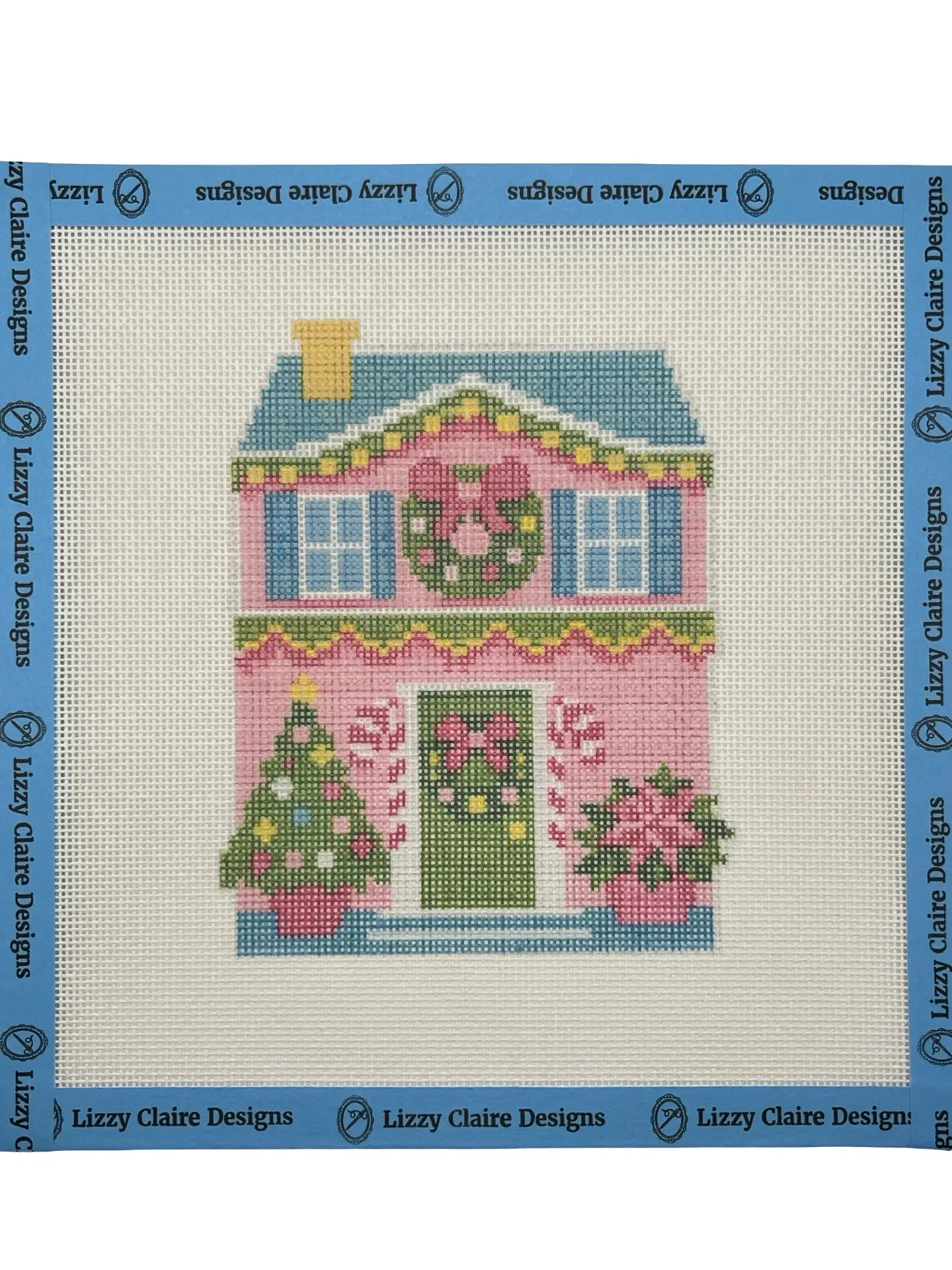 Lizzy Claire's Happy Neighborhood House - 18 mesh - 8 x 8 - Needlepoint Canvas