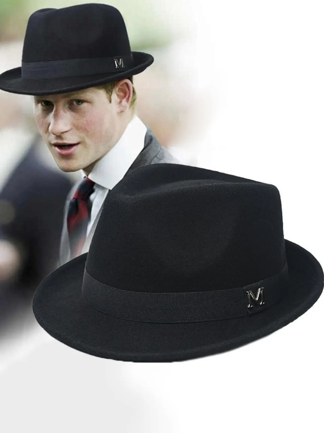 Men's Winter Hat, Wool Blend Fedora, Warm Vintage Appeal Classic British Style, Western Cowboy Hat, Cowboy Influence, Jazz Hat, Fall & Winter Accessories, Versatile Wear, Warmth Retention, Nostalgia