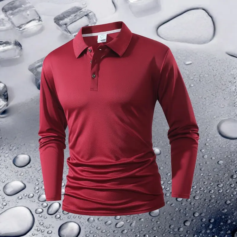 Fashion Style Men's Long Sleeve Polo Shirt Slim Fit Breathable Fabric Exquisite Collar Design Suitable for Business Office Daily Commute Casual Outings Trendy All Season Wear Comfortable everyday commute polo bundle christmas tag summervibes