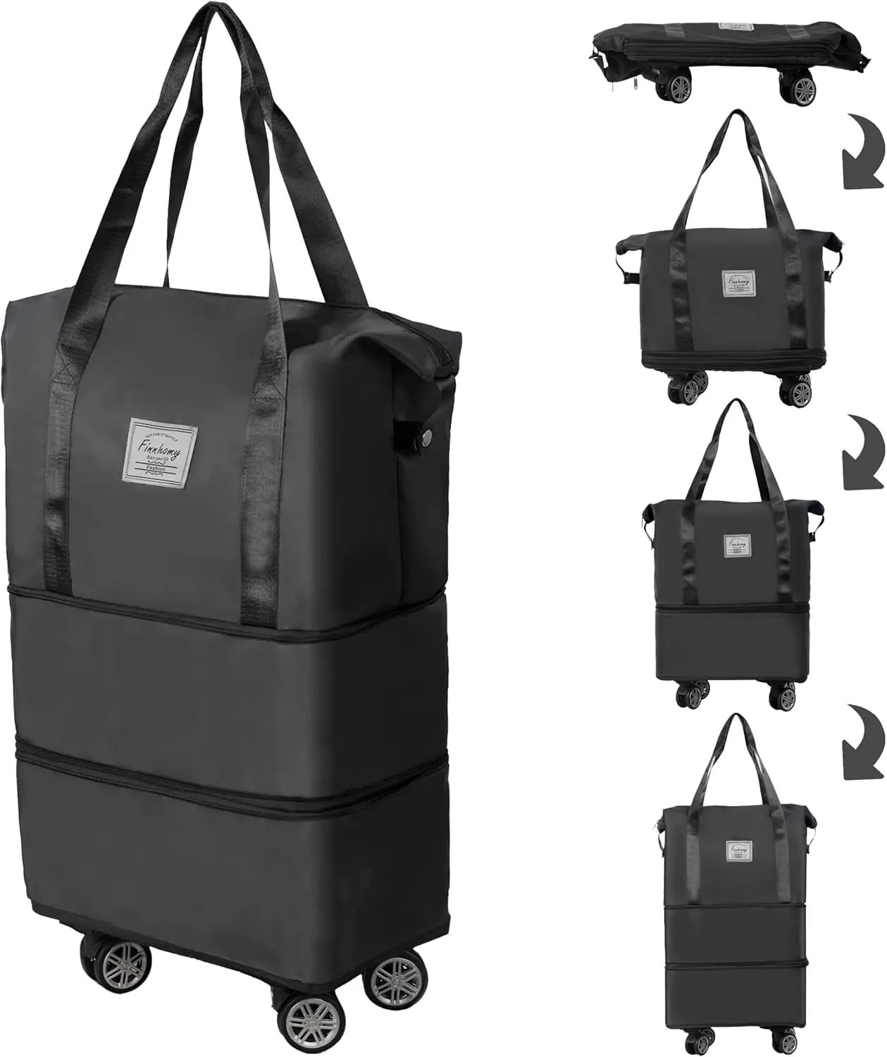 Travel Rolling Duffel Bag with Hospital Bag, Mummy Bag, Removable Wheels,Expandable and Foldable Carry-On Luggage for Trip with Wheels,Lightweighted travel bag