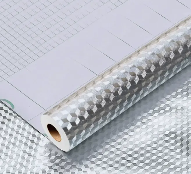Kitchen stickers for oil resistance and high temperature resistance wall paper self-adhesive for cabinets and stove tops thickened for moisture-proof and water-proof purpose tin foil