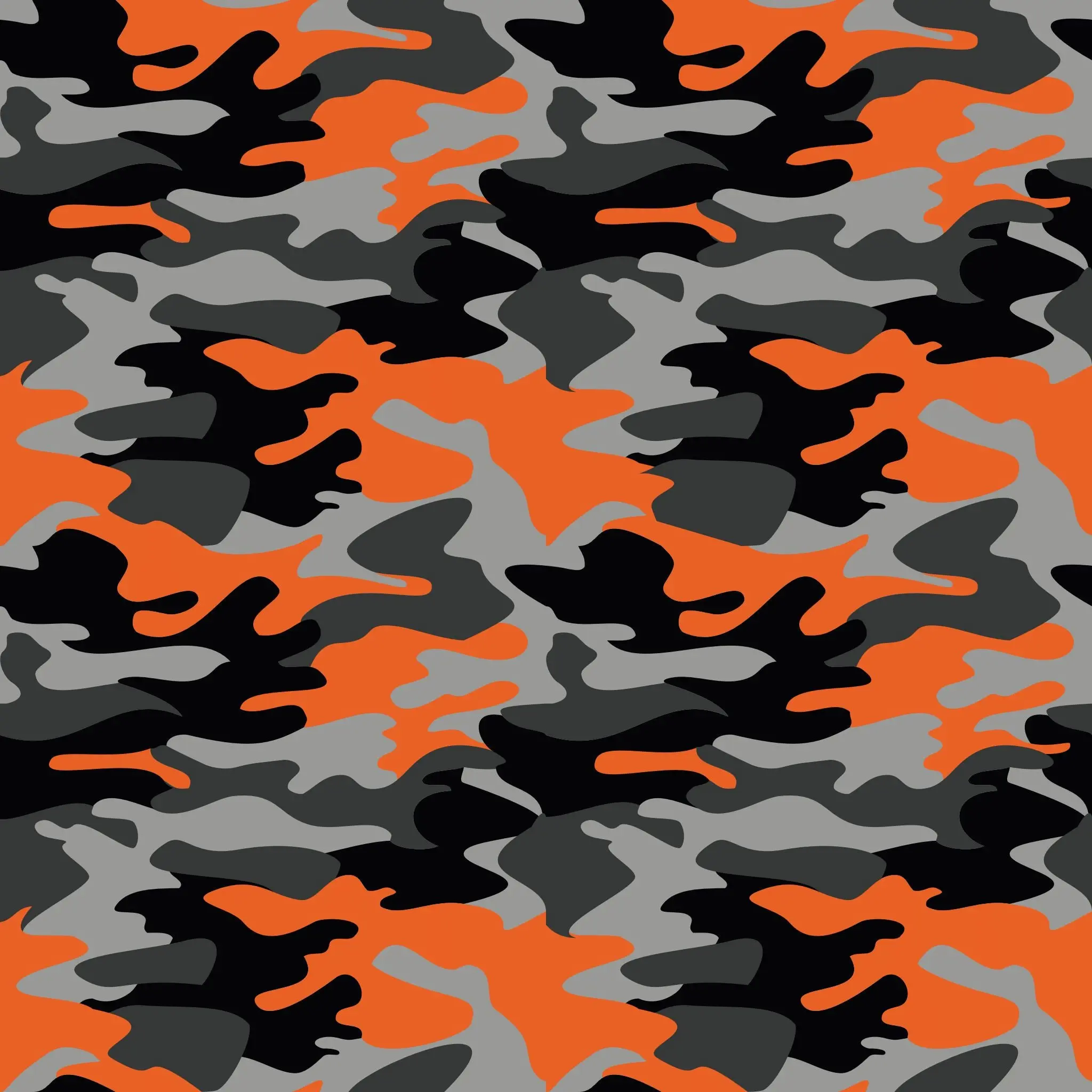 Orange & Black Camouflage Patterned Heat Transfer Vinyl (HTV)