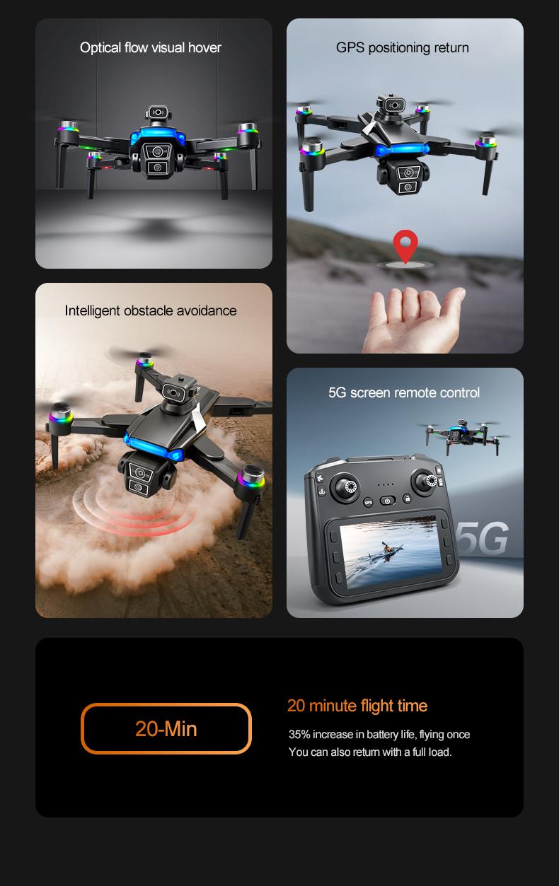 YCMDCGIE 4K GPS Drone with 4.5" Screen Remote - AI Obstacle Avoidance, 40 Min Flight (2 Batteries), 3300ft Range, Brushless Motor Professional Quadcopter