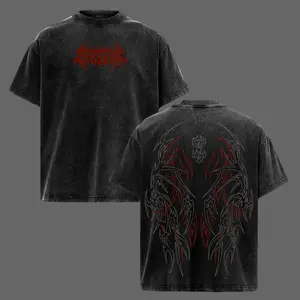 Men's Berserk Pump Cover T-Shirt - Classic Ribbed Seamless Short-Sleeve, Vintage Washed Oversized Heavy Cotton Gym Casual Top, Dark Aesthetic Unisex Loose Soft Fitness Apparel for Workout & Training
