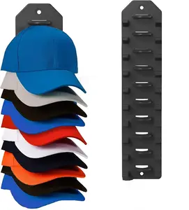 2026 Baseball Hat rack for Men and Women Wall-mounted multi-level hat storage rack  2 sets hold up to 16 hats Hanging storage rack suitable for closet doors and wall decorations Black Organiser