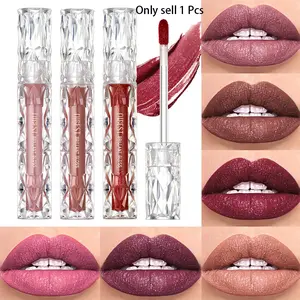 Waterproof Diamond Shimmer Glitter Lipgloss Matte Liquid Lipstick Shiny Pearl Glossy Lip Glaze Long Lasting LipTint Women Makeup Glittery Holo Lipgloss Glowy Lip