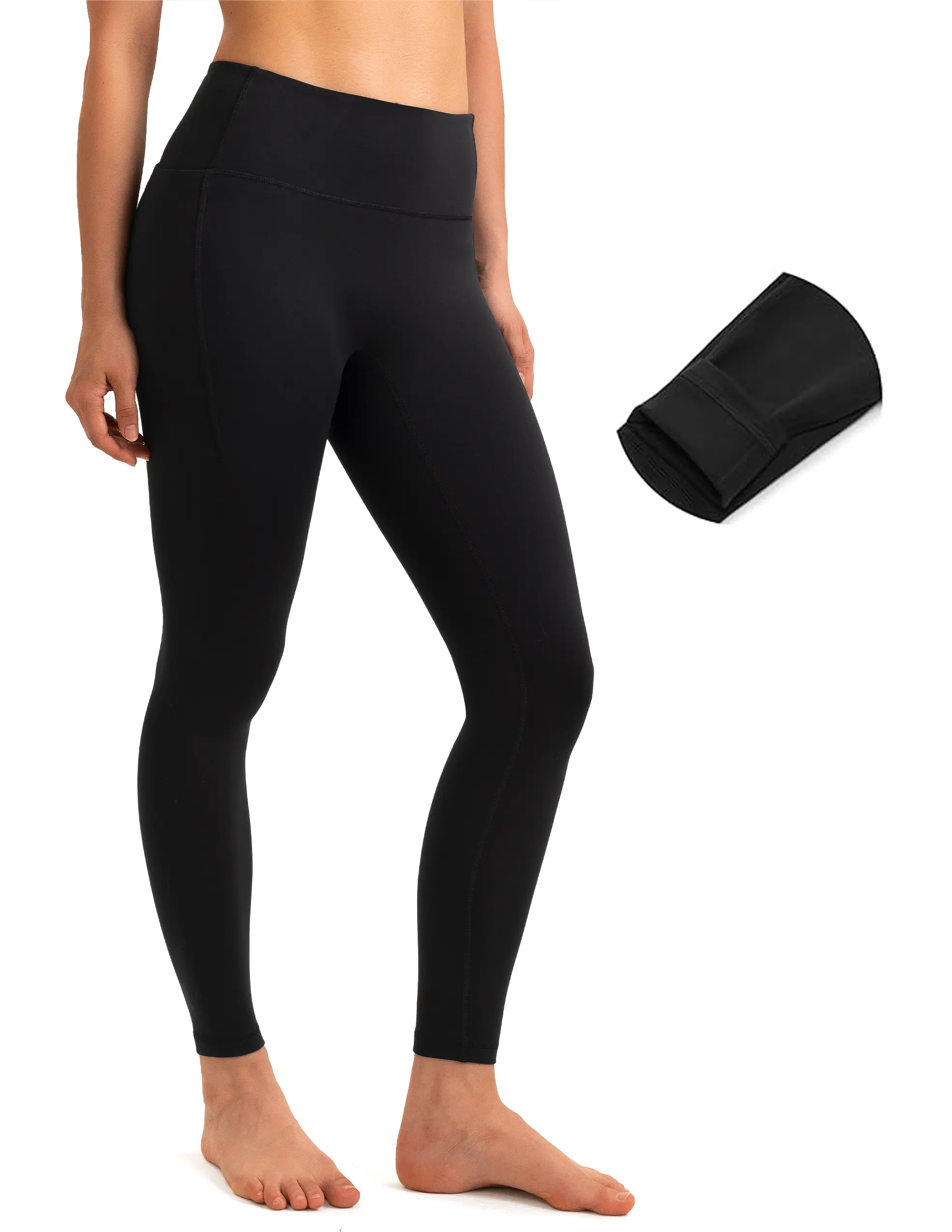 Colorfulkoala Women's 26.5" Fleece-Lined Thermal Leggings - No Front Seam, High Stretch Bottoms, 4-Way Stretch Supports Every Move, Cold Weather Gym Leggings with Pockets, Athleisure Bottoms, Gym Legging, Four-Way Stretch Supports Every Move