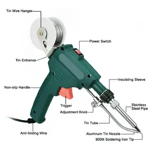 60W Hand-held Automatic Soldering Iron Gun Kit 5-in-1 with Bracket, Welding Tool & Desoldering Pump for Circuit-Board Repair