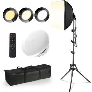 Softbox Lighting Kit 16x16in Soft Box 1Pack Upgrade 135W 2700-6400K 100V-240V E27 LEDBulb Continuous Photography Lighting,Photo Studio Light Equipment for Camera  Video Recording