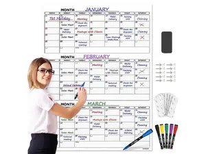 Large Whiteboard Dry Erase Quarterly Calendar Poster 36"x48"