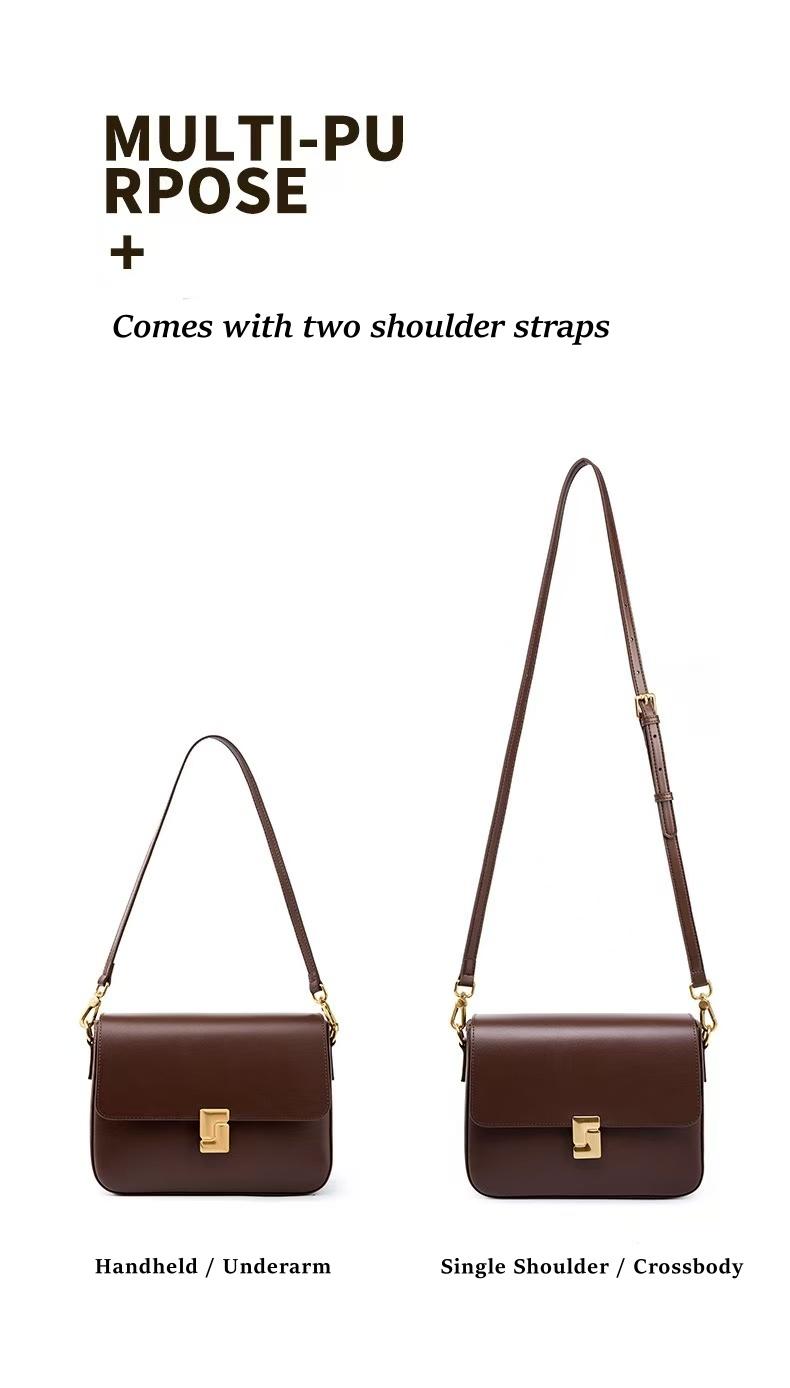 Genuine Leather Tofu Square Bag 2026 New Arrival, Women's Vintage Underarm Bag, Commute Handbag, Luxury Minimalist Shoulder & Crossbody Bag