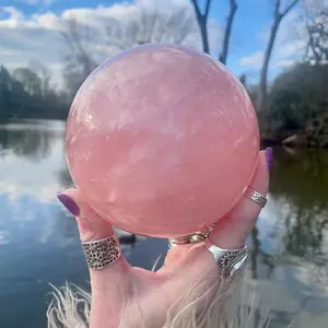 Rose Quartz Crystal Ball for Home Decor, Natural Crystal Sphere, Unique Healing Stone for Energy and Relaxation, Decorative Gem for Meditation and Spiritual Growth