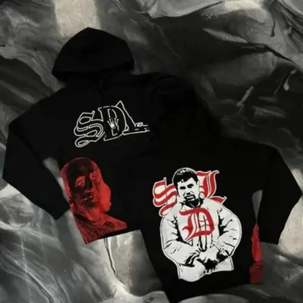 Men's S-DL Red Black Hoodies, Streetwear Hip Hop Hoodie, Trendy For Outdoor Wear Daily Wear, Designer Clothing, Gift for him, Gift for her, Birthday's gift