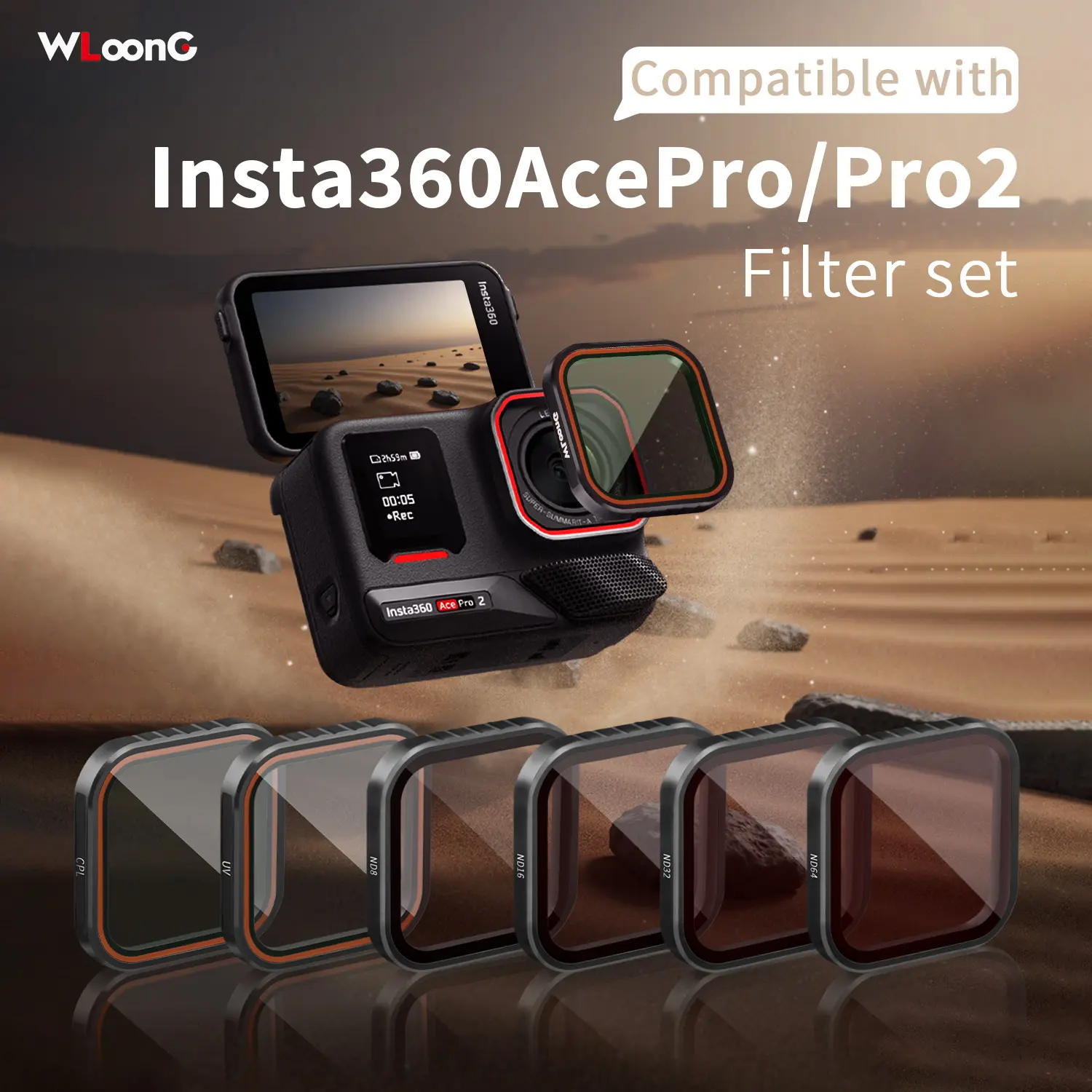 for Insta360 AcePro/AcePro2 Filter Set, Camera Accessories, Aluminum Alloy Frame, Ultra-Clear Optical Glass, ND Filter Set, ND Lens Filter, Easy to Install, Festival Creative Filter, Holiday Travel Accessories, Multiple Specifications Available