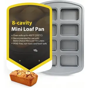 Mini Loaf Pan, 8-Cavity Non-Stick Carbon Steel Baking Pans Set for Banana Bread, Cornbread, Cheesecake, Muffins, Pound Cake, Small Meatloaf, Bread Pan
