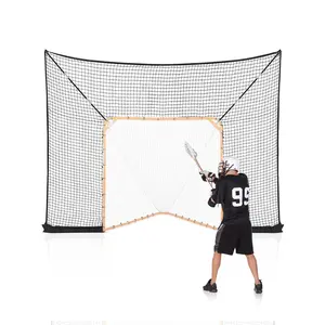 Polyester 12x9 ft Hockey & Lacrosse Goal Backstop, Extended Coverage Quick-Easy Setup Training Net with Complete Accessories, Youth Backyard Sports Equipment (NET ONLY)
