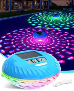 Solar Digital Pool Thermometer with Dynamic Lighting Effects, Floating Pool Temperature Thermometer- Large Screen for Easy Read, IP68 Waterproof Pools Temperature Gauge for Spa & Hot Tub LuxBlue