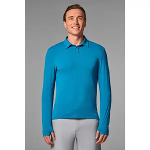 Men's Arobello Long Sleeve Golf Polo | Bluejay Diamond Jacquard