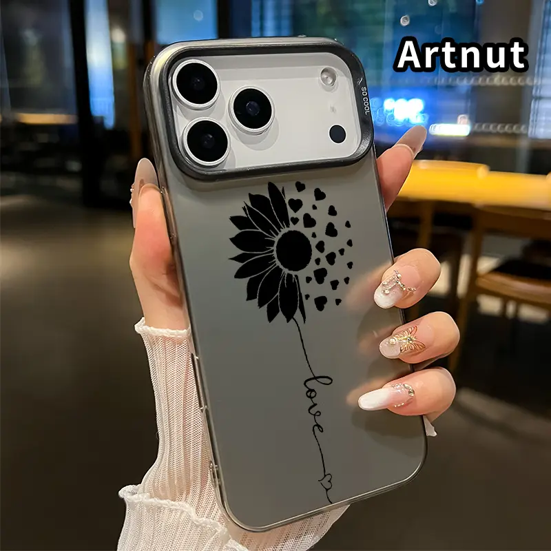 Phone Case for iPhone 17 Pro Max 16 Plus 15 14 13 12 11 Air E Sunflower Love Whisper IMD Polycarbon Shockproof Rugged Durable Mobile Phone Cover for boy girl
