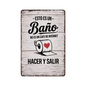 8x12 Inch Aluminum Metal Sign - Esto Es Un Baño No Es Un Cafe De Internet Hacer Y Salir - Funny Spanish Bathroom Wall Decor for Home, Apartment, Restroom, Office, Bar, Cafe, and Latinx Themed Spaces - Humorous Toilet Art Plaque for Gag Gifts & Housewarmin