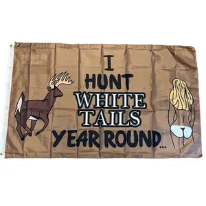 I Hunt White Tails Year Round flag big rack hunter Garage Decoration Hunting Gift for Fathers Backdrop  Wall Hanging Ornaments wishing banner funny