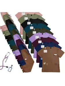 Breathable Scrub Set - Short Sleeve Medical Uniform for Men & Women Hospital Nurse & Doctor Workwear Top & Pants for Clinical Duty