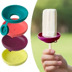 4-Piece Silicone Ice Cream Stands, Ice Cream Holder, Anti-Drip Conical Support Rack, Portable Popsicle Mold Tray, Dishwasher Safe, Summer Snack Box