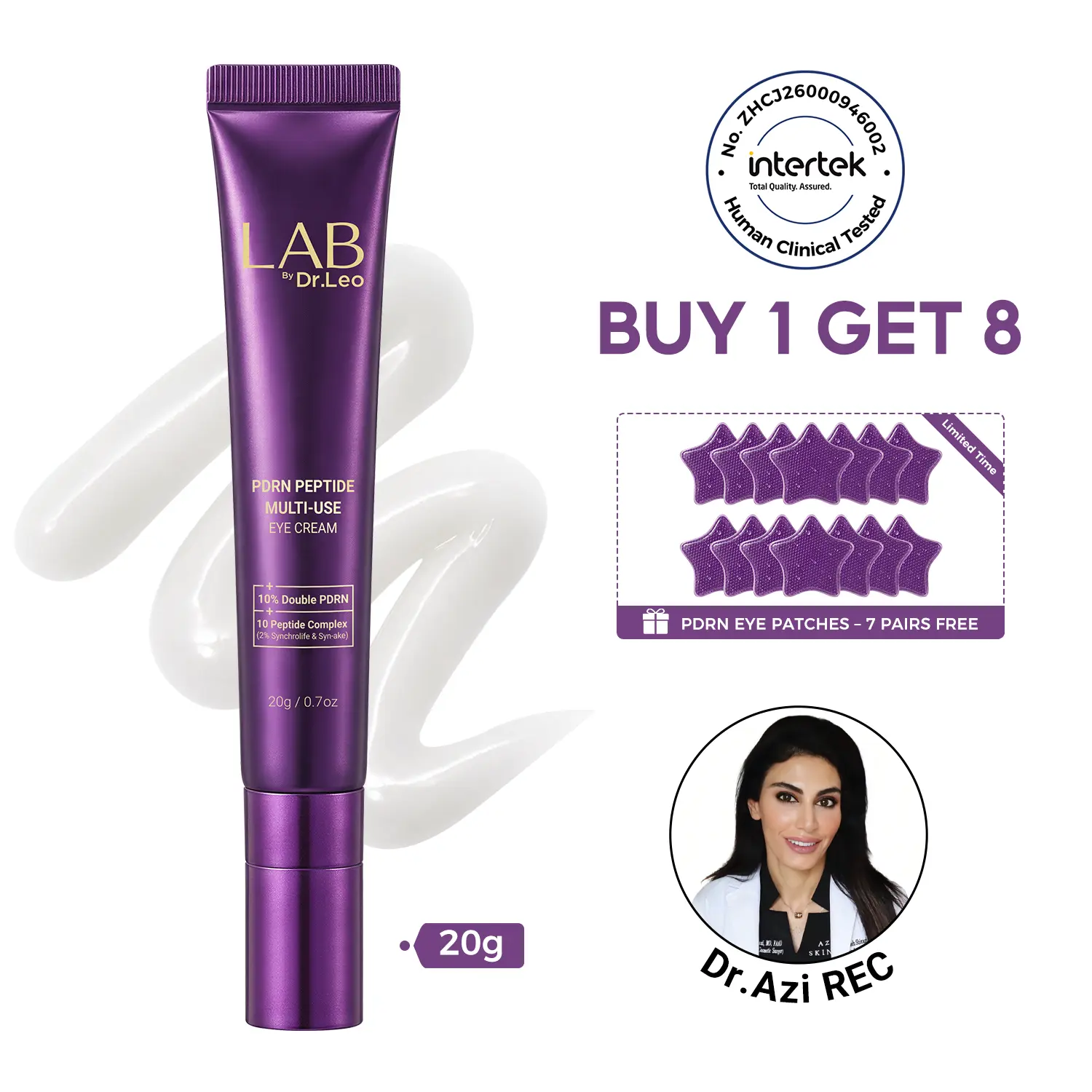 Dr.Leo PDRN Eye Cream | Anti-Aging Eye Treatment for Wrinkles, Puffiness & Dark Circles | Dual-Resource 10% PDRN + Free Under Eye Patches #DealsForYouDays