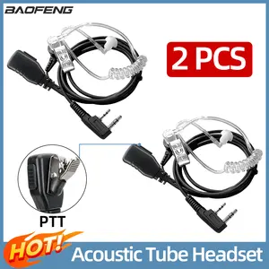 Baofeng Air Acoustic Tube 2 Pin PPT Walkie Talkie Earpiece with Clear Acoustic Coil Tube Earbud Headphone for Walkie Talkie Headset Radio Throat Mic Microphone Baofeng UV-5R UV-K5 PLUS UV32 888S Accessories