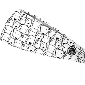 RAVEbandz The Pro - Wide Stretch Headband (Dog Face Doodles)