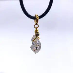 Herkimer Double-Pointed Shining Diamond Energy Pendant | Natural Watermelon Black Flowing Sand Crystal | Unisex Original Stone Clavicle Chain 🔮