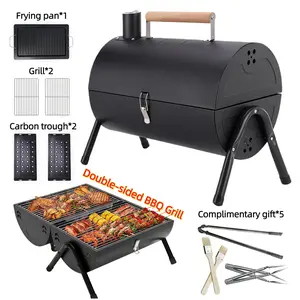Double-sided Portable Charcoal  with Warming Rack, 11 in 1 Tabletop Charcoal In Cooking Area for Outdoor Camping& Picnic Grilling, Black&White For Outdoor Cooking Backyard Camping Picnic Beach, Multi-Person  DualPurpose BBQ  Triple-Burner Grill camp stove
