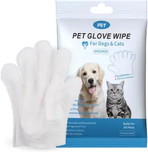 EVERBETTERUS Extra Thick Pet Bathing Wipes for Dogs Cats Cleaning Deodorizing Grooming Gloves Nourish Fur Glove Wipes for Daily Care and Traveling Rinse Free Unscented, 1 Pack, 6 PCS