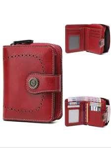 Women's Wallet with Card Slots, Zipper Handbag, ID Window Design, Ergonomic Safety Storage, Casual Style for Women and Teen Girls, Durable Bifold Wallet, Vintage Style Wallet, Durable Fashion Wallet