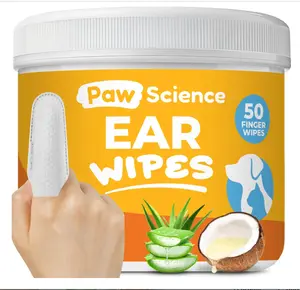 Dog Ear Cleaner Wipes – Finger Wipes for Dogs & Cats – Cleaning, Soothing, & Deodorizing Itchy Ears – Pet Ear Relief Solution (Coconut)