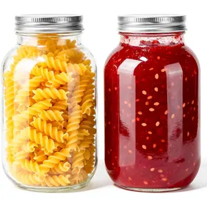 Mason Jars with  32 oz, 2 Pack Regular Mouth Glass Canning Jars for  Storage, Juice, Jam, Candies, Snack