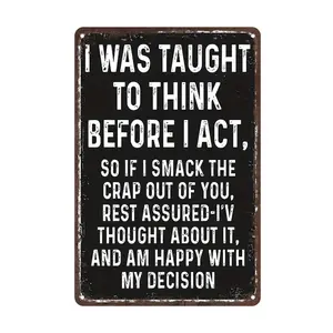 Metal Decorative Sign - Vintage-Style Hanging Plaque with Distressed Finish & Sarcastic Quote Wall Art for Man Cave, Garage, Restaurant, Cafe, Bar, Club & Living Room - Rustic Home Decor, Metal Wall Decor 12x8inch Gift