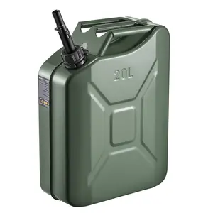Newly Upgraded Oil-Tight!VEVOR Metal Fuel Container, 5.3 Gallon, Fuel Jerry Can with Spout and Comfort Handle, 6 L/min Max Flow Rate, Leakproof & Corrosion-resistant Metal Gas Tank Most Cars Motorcyc