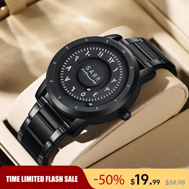 Men's Punk Style Magnetic Stainless Steel Strap Casual Water Resistant Round Dial Quartz Watch, Casual Trendy Analog Watch, Fashionable Watch for Daily & Party As Gift