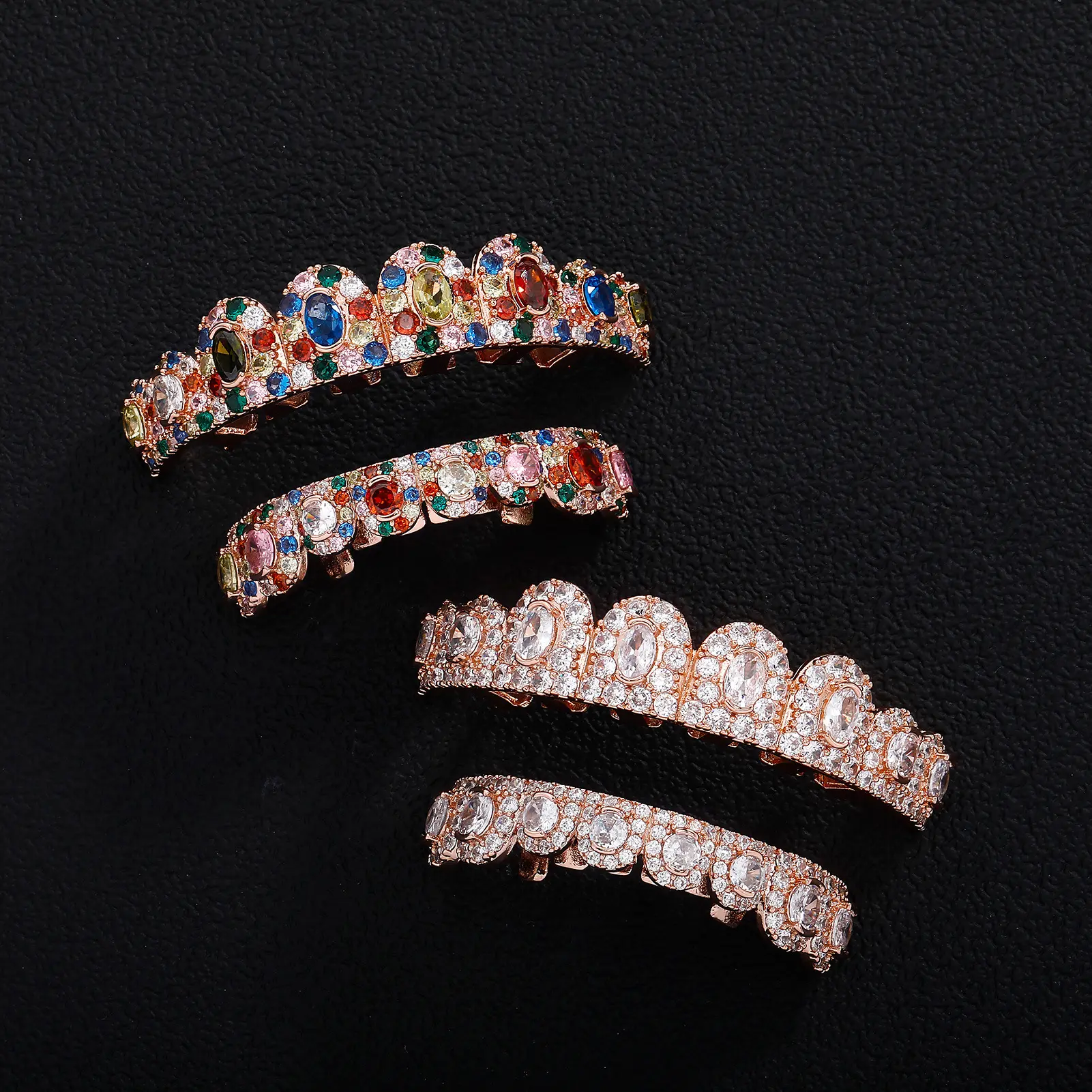 Gemstone braces for men, rap gold teeth GRILLZ, Christmas zircon teeth grills