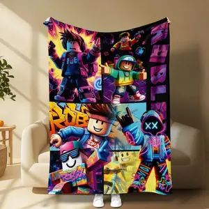Roblox Comic-style Collage Throw Blanket, Full of Energy and Fun, Soft and Skin-friendly, Lightweight and Warm, Perfect for Kids’ Rooms, Sofa, Bed, Office, or As A Cool Collectible Gift. Light, breathable and soft