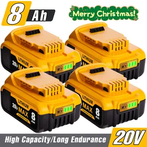 Replacement Li-Ion Battery for Dewalt 20V XR Series Power Tools - 4 Pack, 8.0 Ah Capacity