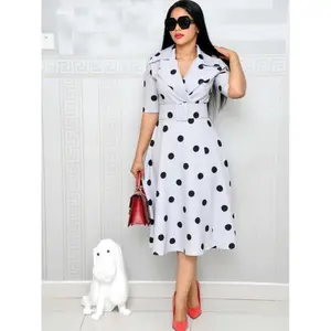 Women's Polka Dot Print Belted Wrap Lapel Dress, Elegant Fit Chic Short Sleeve A Line Midi Dress for Summer, Back To School Women's Dress for Outdoor Wear, Dresses for Women, Womenswear