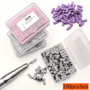 100pcs 3.1mm Small Mini Nail Art Manicure Grinding Sand Ring Bands Set with 1pcs Sand ring bearing, Electric Grinding Machine Nail Grinding Head Nail Removal Sand Bands Nail Grinding Tool Nail Tools
