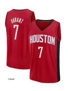 A men's embroidered #7 DURANT white, black, red basketball jersey - round neck mesh sports vest, digital embroidered breathable version suitable for competition, daily wear, party (S-3XL), sportswear, Sports clothing