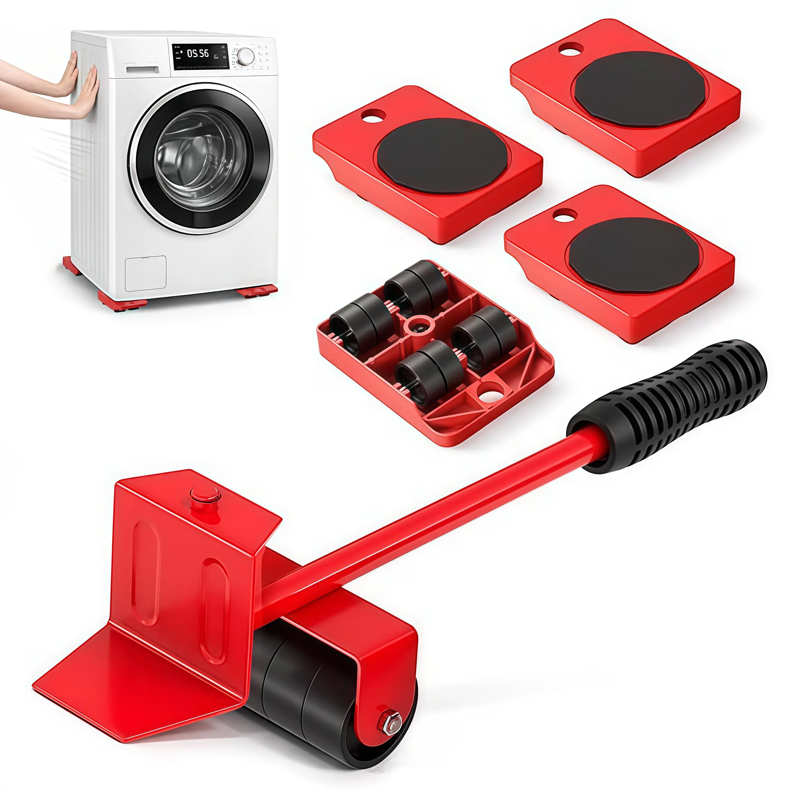 A set of heavy-duty furniture moving tools that save labor, pry bars, refrigerator pulleys, sofas, washing machines, home moving assistants, refrigerator washing machine movers, sofa cabinet moving tools, furniture moving assistants