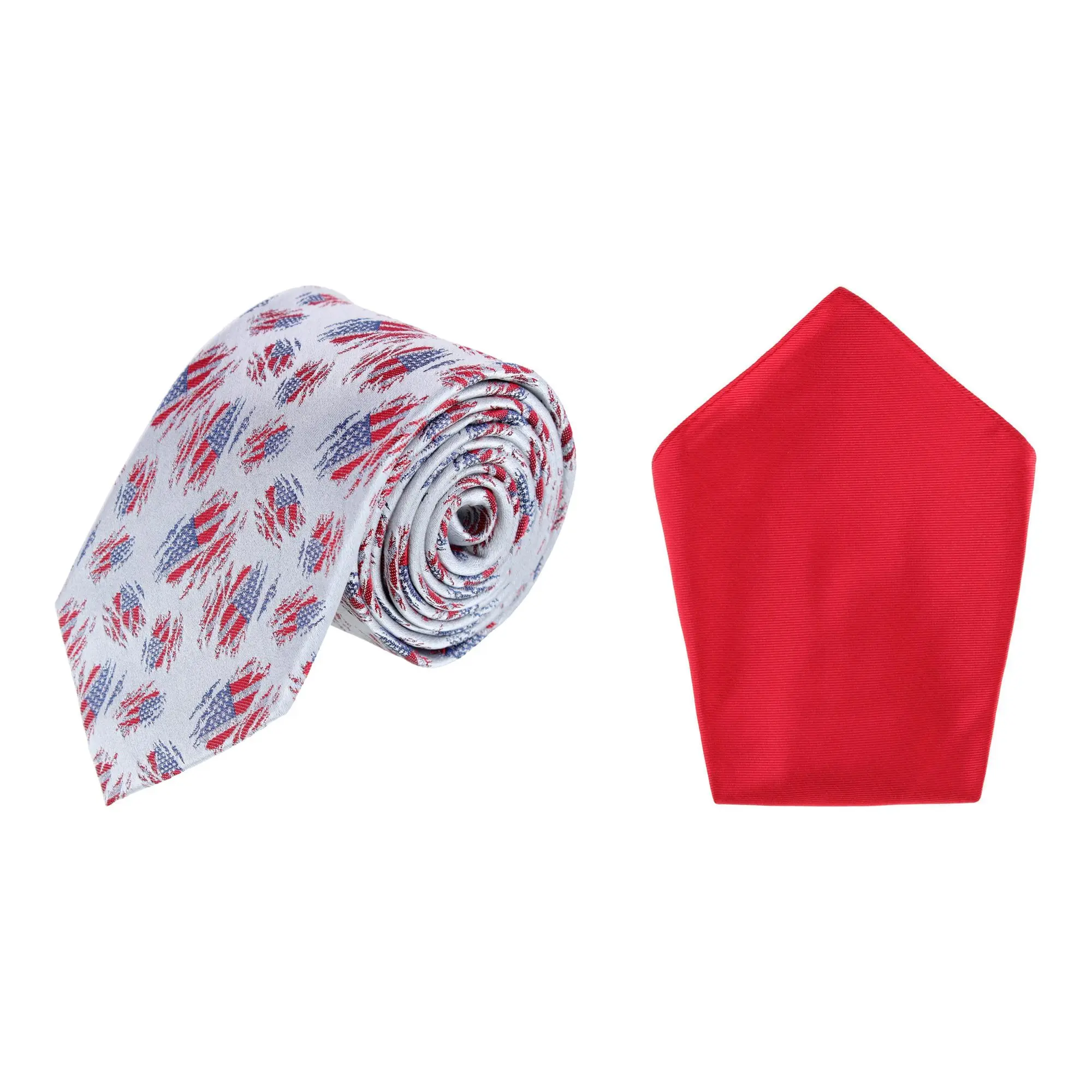 Trafalgar Stars & Stripes Silk Tie & Gatsby Pocket Square Bundle, Ties
