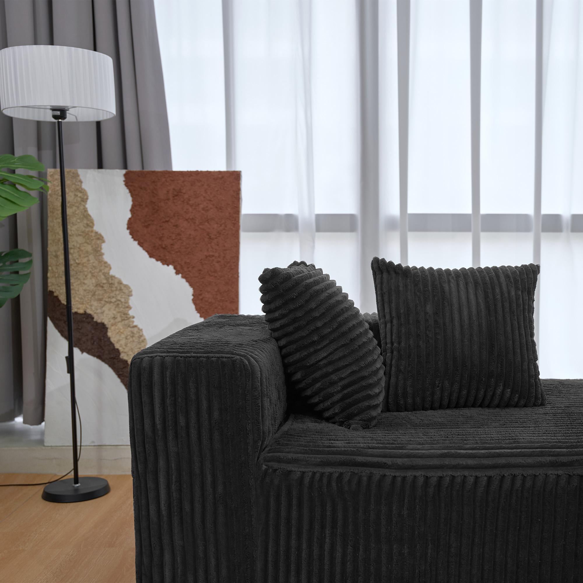 Niccae U-Shaped Sectional Sofa Corduroy Reversible Recliner Striped Fabric Living Room Bedroom Apartment Seating No Assembly Required Luxurious Comfort Spacious Design Party Essential Host's Dream Pet-Friendly