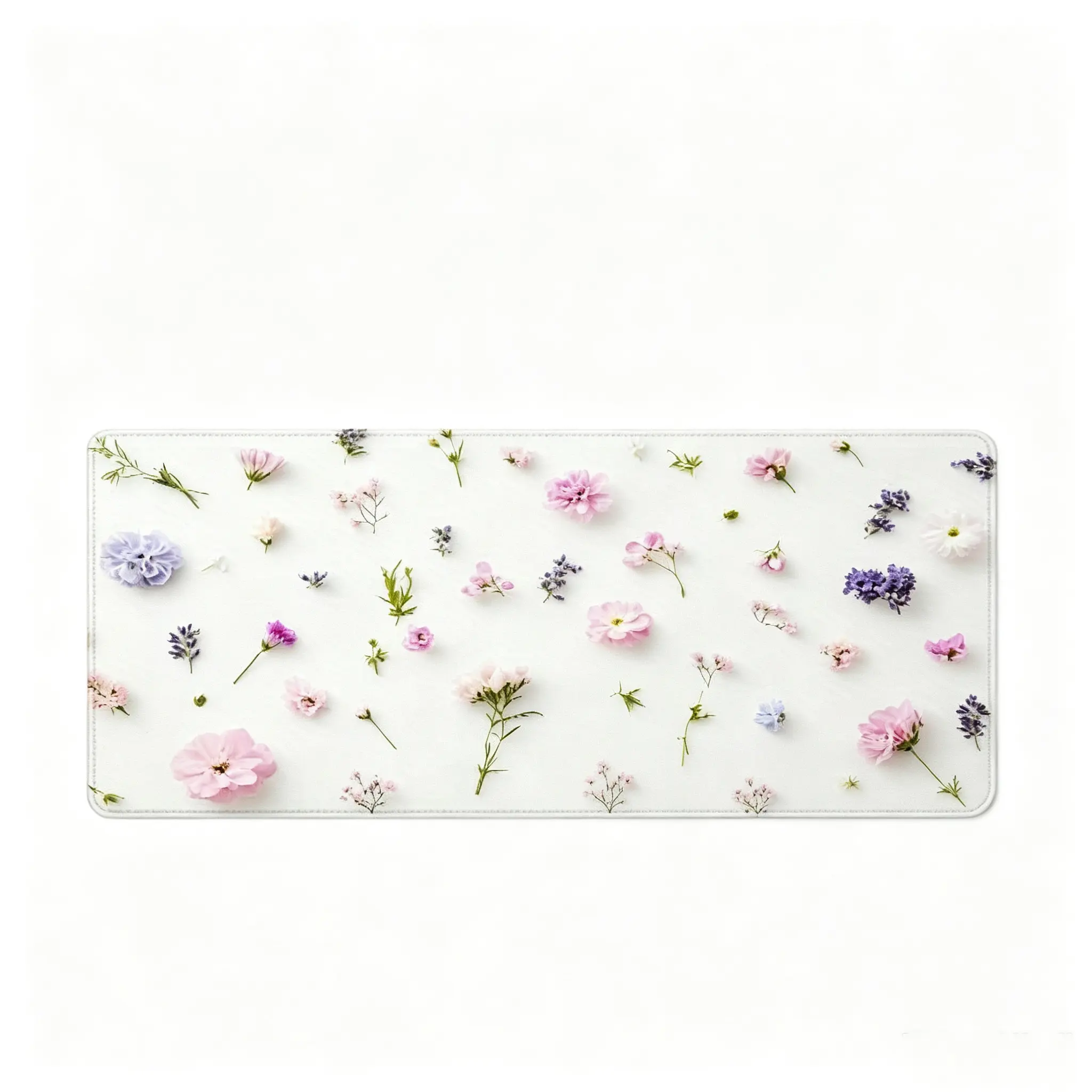 Soft Floral Gaming Desk Mat - Non-slip Rubber Base with Stitched Edges, Durable Computer Keyboard & Mouse Pad, Ideal for Women for Office Work and Gaming, Gift for Her, Office Mouse Pad | Soft-Style Office Accessory | Size 24×12 inches